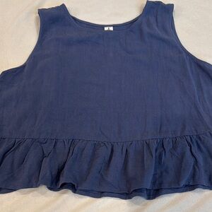 Anrabess Sleeveless Navy Blue Women's Top